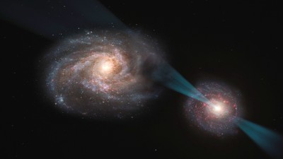 galaxii, spatiu, Jaw-dropping scenes show two galaxies having 'cosmic joust'