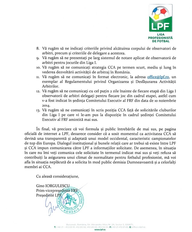 A doua parte a "răvaşului" semnat de şeful LPF