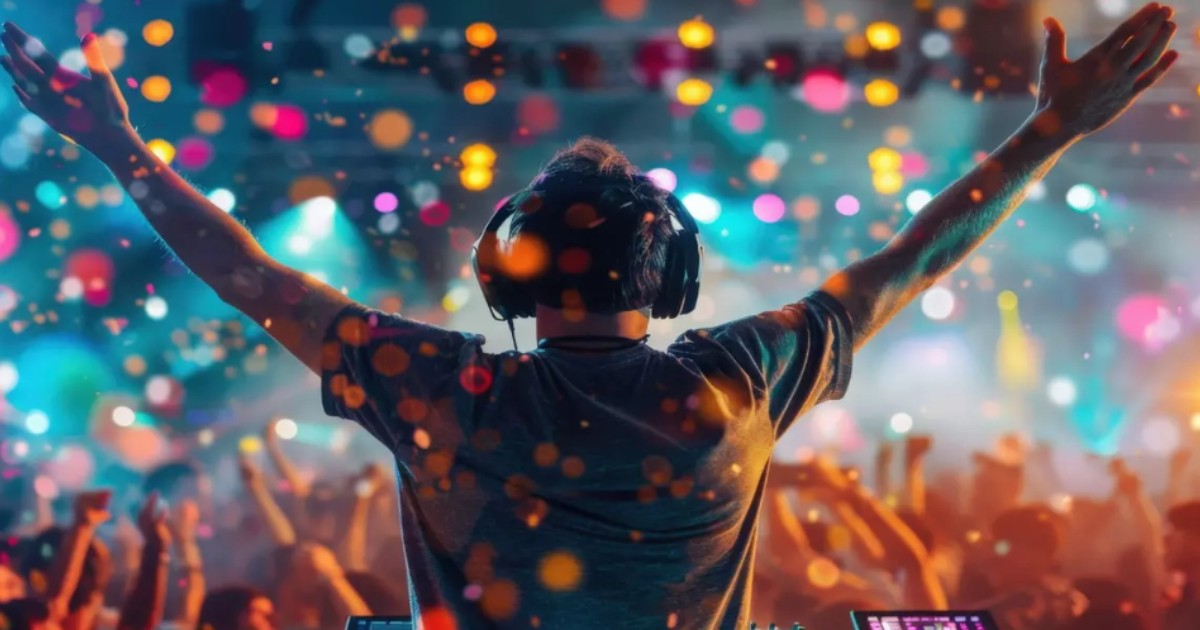 Un DJ în timpul unui concert