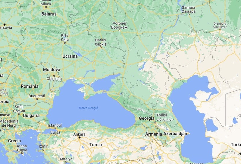2.000 de kilometri separă capitala Ucrainei, Kiev, de capitala Georgiei, Tbilisi. Foto: Google Maps