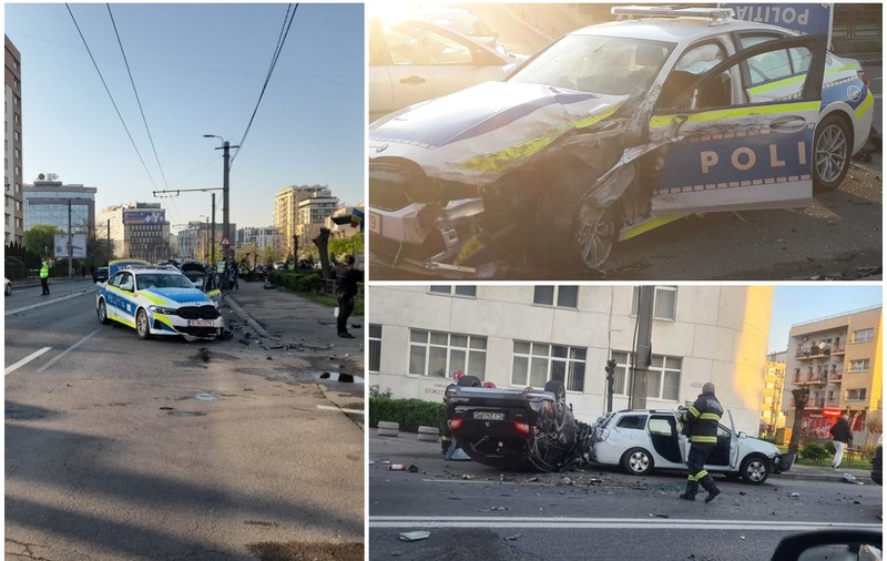 Cum s-a produs accidentul în care un BMW nou-nouț al Poliției a fost distrus. Șoferul autospecialei a intrat pe contrasens, ca să evite alt accident