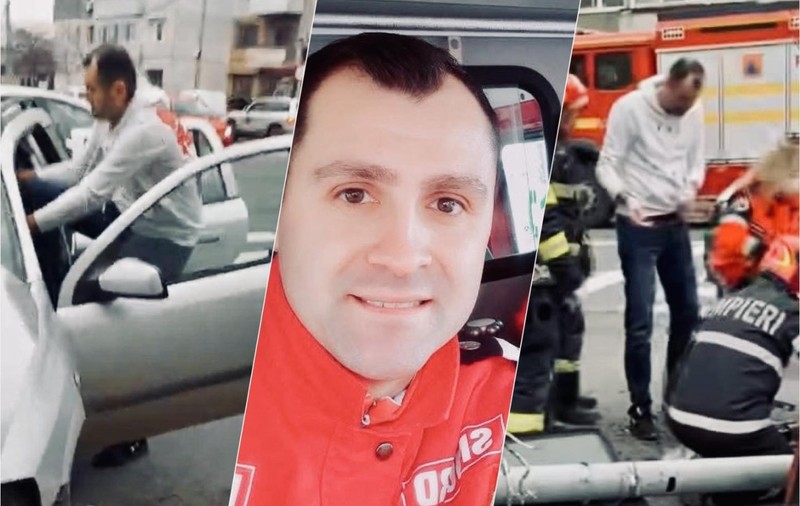 Un paramedic din Brăila aflat în timpul liber a salvat doi oameni de la moarte după un accident teribil