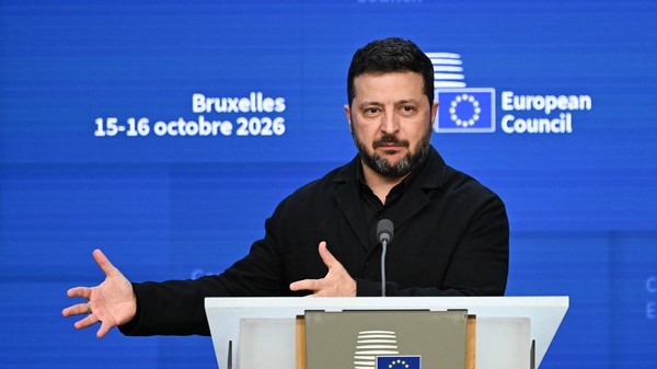 Președintele ucrainean Volodimir Zelenski în conferință de presă la Bruxelles Sursa foto: Profimedia