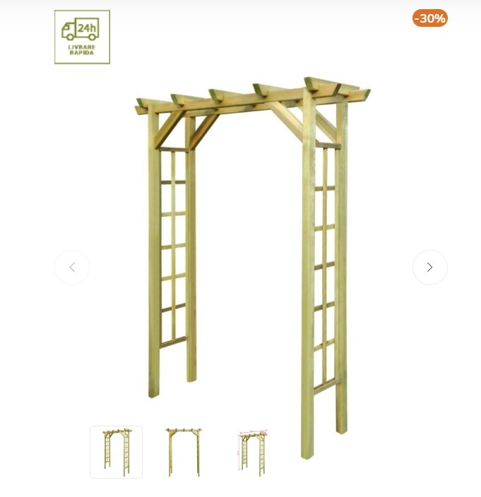 Pergola/Arcada de trandafiri, 150 x 50 x 200 cm, lemn tratat