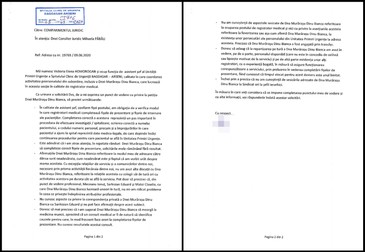Răspunsul asistentei șefe, în declarația dată pentru conducerea spitalului