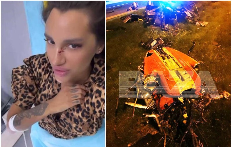 O rusoaică a scăpat nevătămată dintr-un Ferrari neînmatriculat făcut praf pe un bulevard din Moscova. Motorul, găsit la 30 de metri de mașină