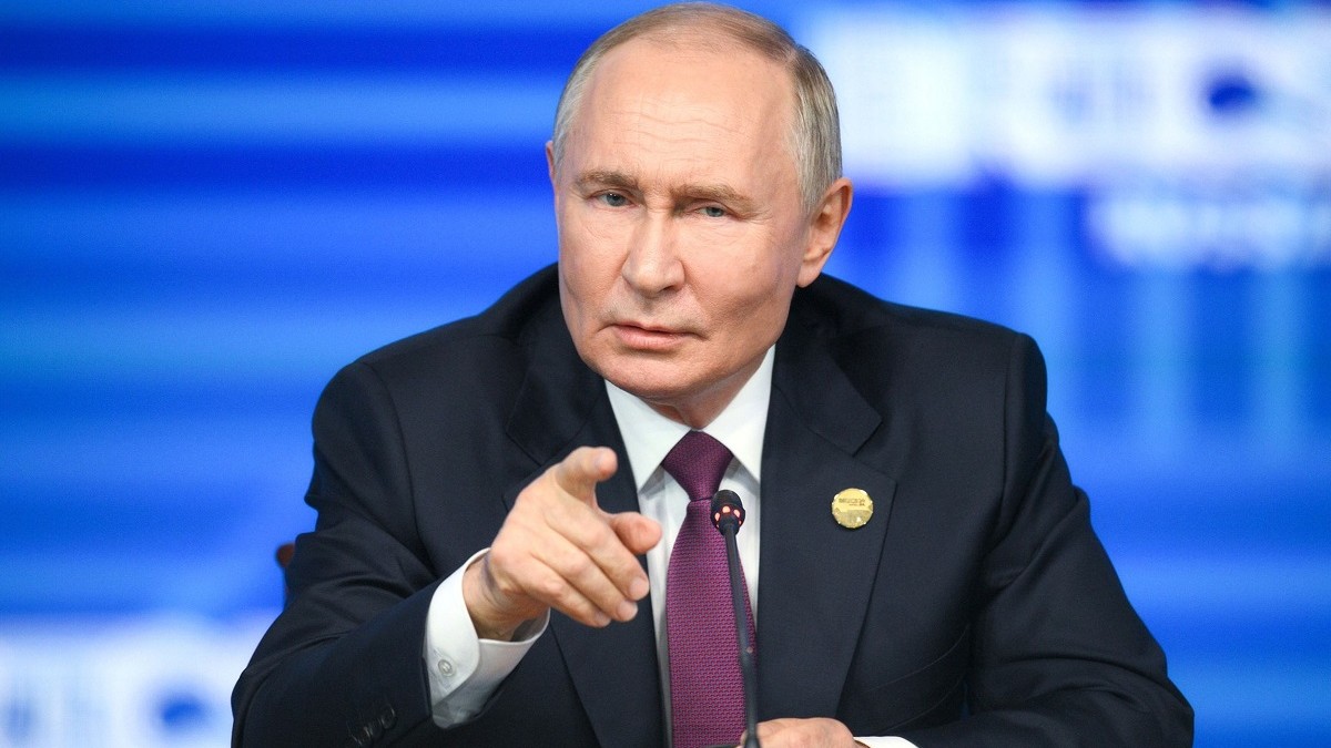 Vladimir Putin, pe 24 octombrie 2024, la Kazan, la o conferință de presă după conferința BRICS.