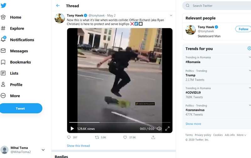 Un polițist american a surprins pe toată lumea: “M-a întrebat dacă poate împrumuta skateboard-ul meu. Ce a urmat e incredibil”