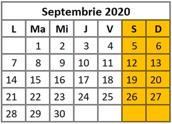 calendar zile libere septembrie 2020