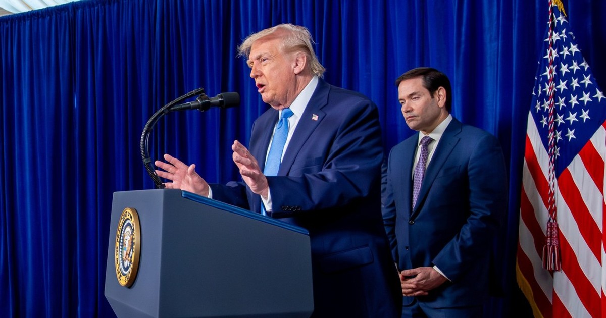 Donald Trump, în timpul conferinței de presă de la Mar-a-Lago, Florida, în care a oferit detalii despre prinderea lui Nicolas Maduro