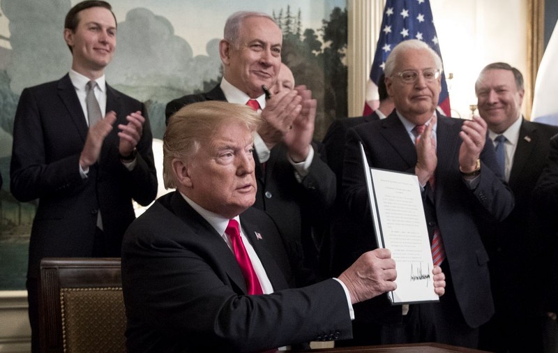 Donald Trump a recunoscut, oficial, înălțimile Golan ca aparținând Israelului