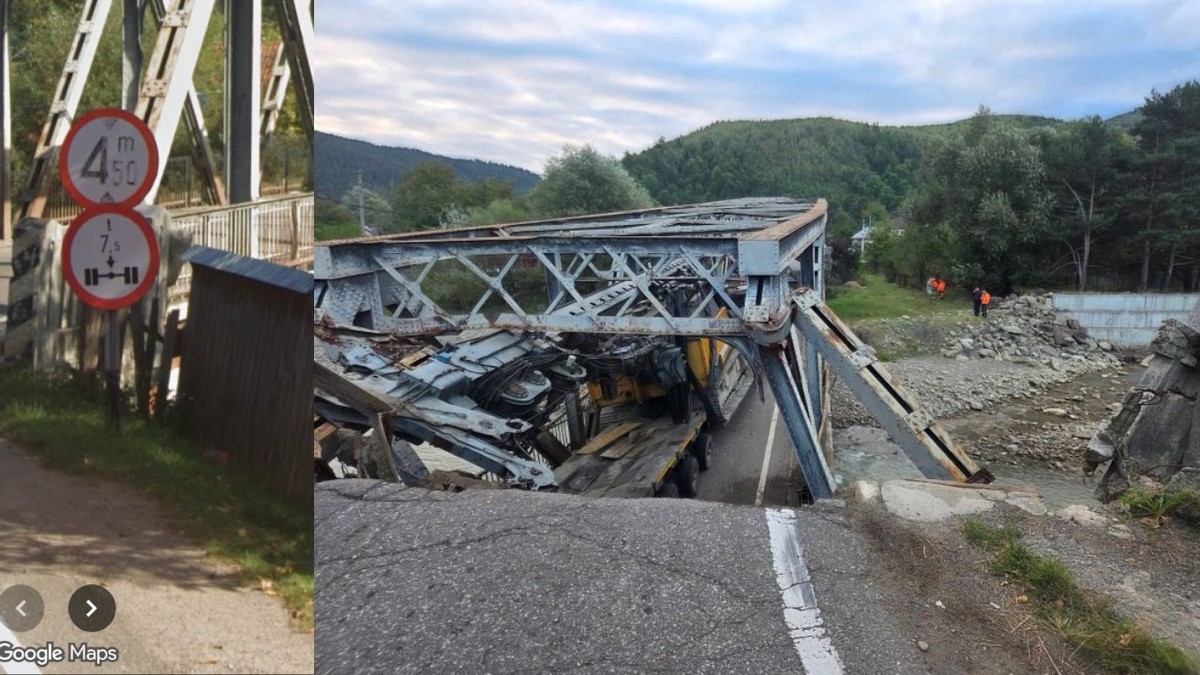 pod prăbușit Ciobănuș, comuna Asău, din Bacău