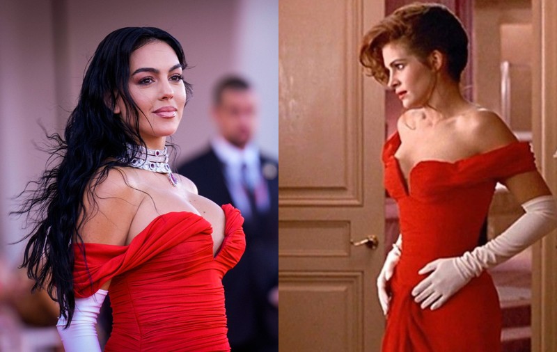 Georgina Rodriguez, o Julia Roberts modernă la Festivalul de la Veneția. A îmbrăcat o rochie similară cu cea purtată de actriță în „Pretty Woman”