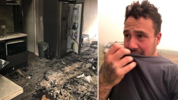 Grant Crapp privește dezastrul lăsat de incendiul care i-a cuprins casa FOTO: Instagram