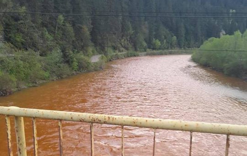 Poluare cu apă de mină a râului Bistrița. Depăşiri ale concentraţiilor pentru fier, zinc şi cupru, pe o distanţă de circa 7 kilometri