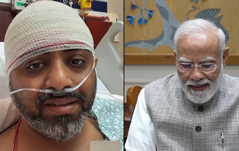 Colaj cu căpitanul Smit Machchhar și premierul indian Narendra Modi în timpul discuției video în legătură cu incidentul de la bordul FlyDubay Sursa foto: Profimedia