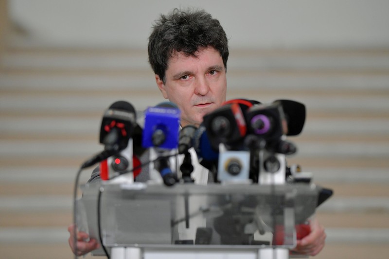 Primarul Capitalei, Nicusor Dan, sustine o conferinta de presa pe tema cainilor fara stapan din Bucuresti, la sediul PMB, luni, 30 ianuarie 2023. O femeie de 43 de ani a murit sambata, 21 ianuarie, dupa ce a fost muscata de mai multi caini in timp ce alerga in zona Lacului Morii, din sectorul 6 al Capitalei. ALEXANDRU DOBRE/ MEDIAFAX FOTO. Hepta.ro