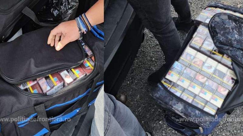 Țigările erau ascunse în niște genți de călătorie Sursa foto: Poliția de frontieră