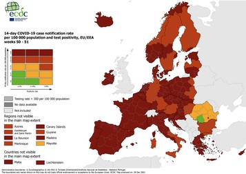 Harta europeană de COVID. foto: ECDC