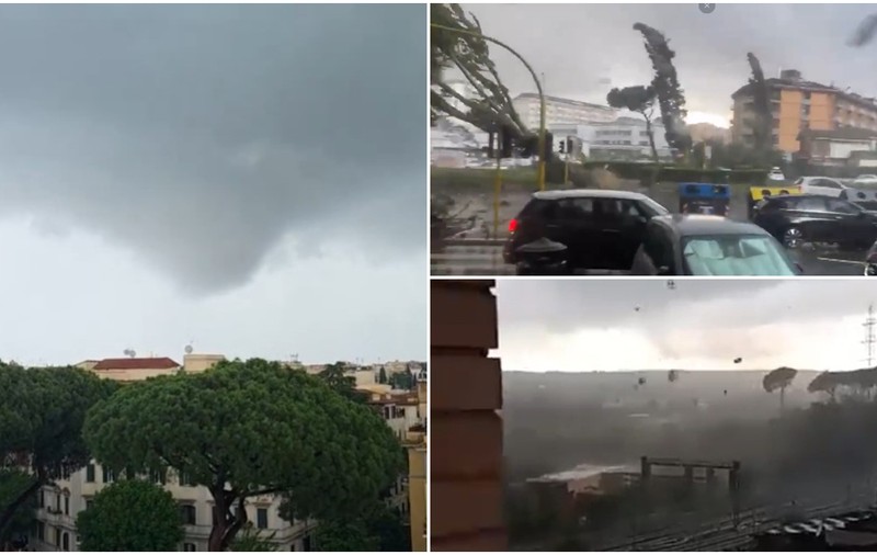 O tornadă puternică a ridicat tarabele dintr-o piață și le-a aruncat peste mașini, la Roma. Furtuna a smuls din rădăcini zeci de copaci