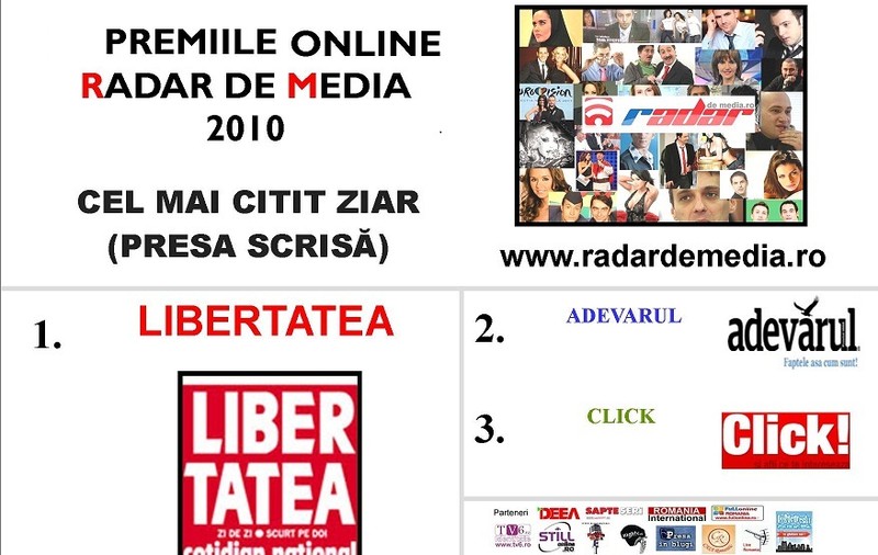 Libertatea, "Cel mai citit ziar" la premiile Online Radar de Media
