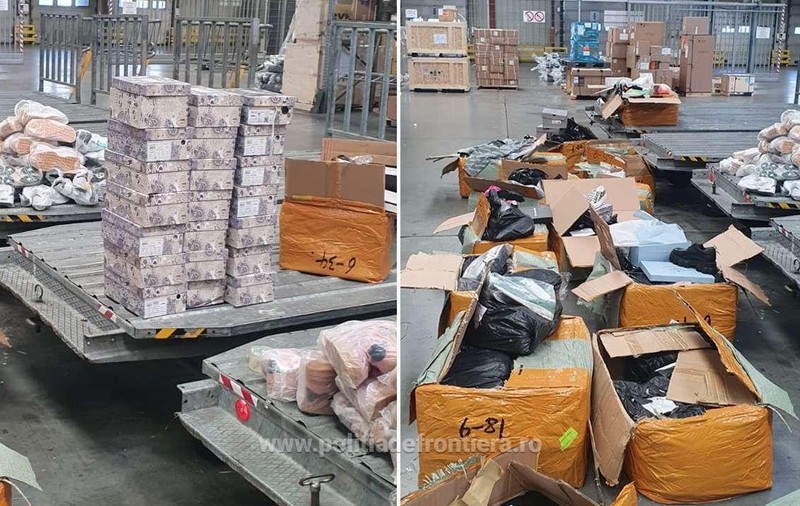 Aproximativ trei tone de bunuri contrafăcute, confiscate pe Aeroportul Otopeni. Unde urmau să ajungă