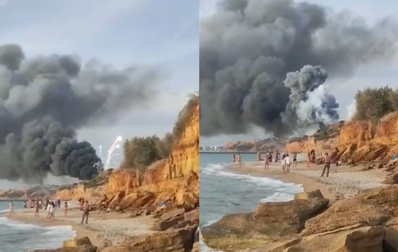 Explozii uriașe la principala bază militară a rușilor din Crimeea. Guvernatorul din Sevastopol spune că un avion a luat foc în timpul aterizării