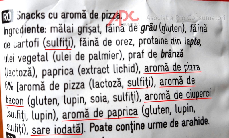 În cele 32 de produse analizate s-au identificat 15 tipuri de aditivi alimentari