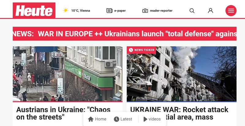 Mărturiile austriecilor din Ucraina, în partea de sus a site-ului Heute