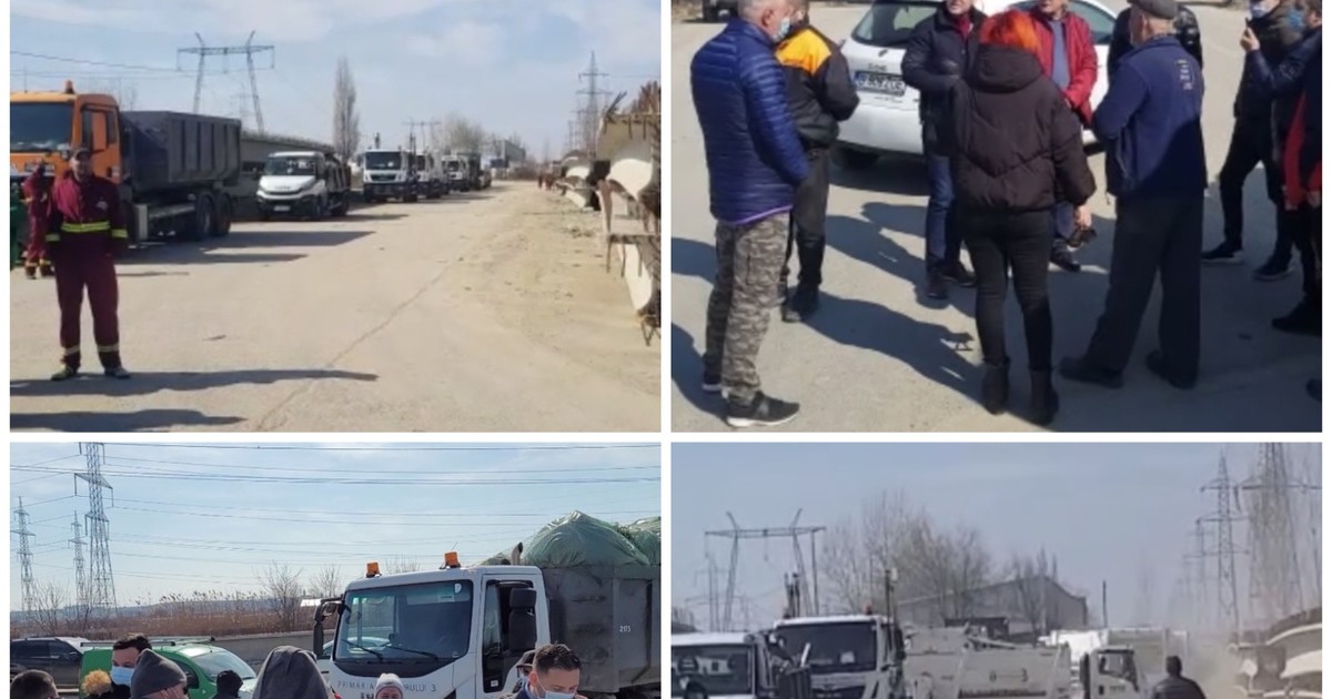 De la stânga sus la dreapta jos: mașinile încolonate la intrarea în stația de sortare, Negoiță discutând cu vecinii, Poliția sunând la APM și mașinile făcând cale întoarsă