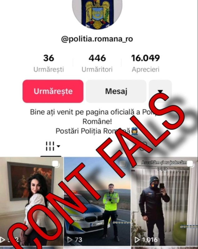Atenție la polițiștii falși de pe TikTok. MAI a postat lista conturilor fake: „Vor să inducă în eroare cetățenii”
