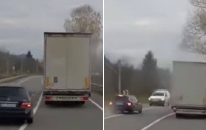 VIDEO | Un șofer inconștient a făcut o depășire pe linie continuă, în curbă! „Îl omoram, și ce? Am asigurare”