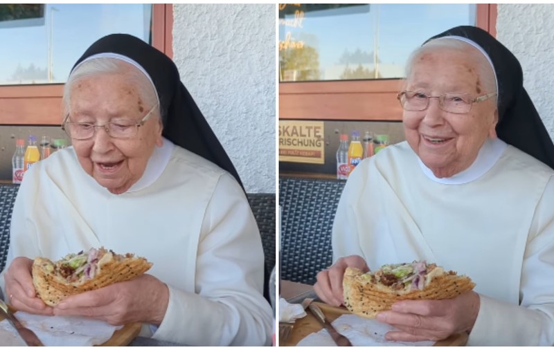 O călugăriță de 92 de ani a mâncat primul kebap din viața ei, iar imaginile au devenit virale: „Sunt absolut încântată”