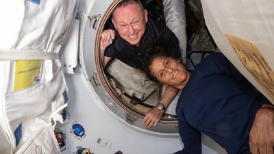 Astronaut Suni Williams spacewalks directly above London