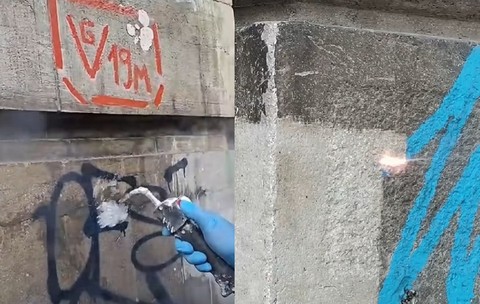 Sunt folosite metode de îndepărtare a graffiti-ului prin soluții chimice sau prin laser