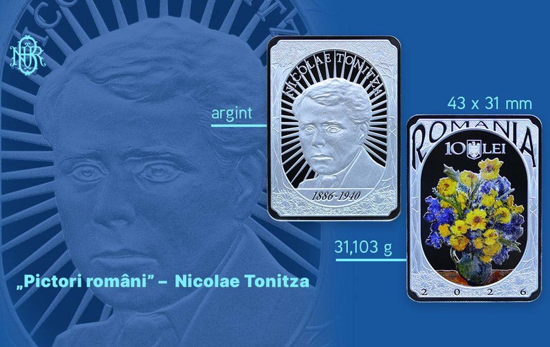 BNR lansează prima monedă dreptunghiulară din istoria sa, dedicată lui Nicolae Tonitza. Costă de 115 ori mai mult decât valoarea ei