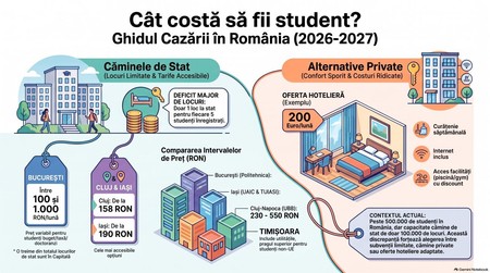 Ghid cazare studenți România 2026-2027