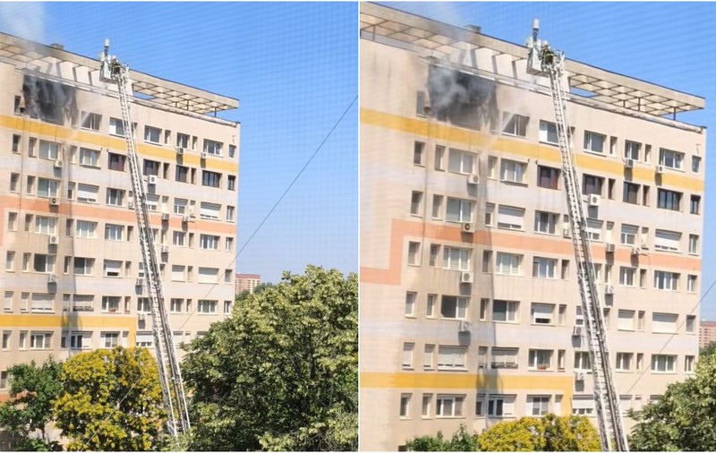 Incendiu puternic într-un apartament de la etajul 10 al unui bloc din sectorul 3 din București. Zeci de locatari s-au autoevacuat. 6 autospeciale ISU intervin