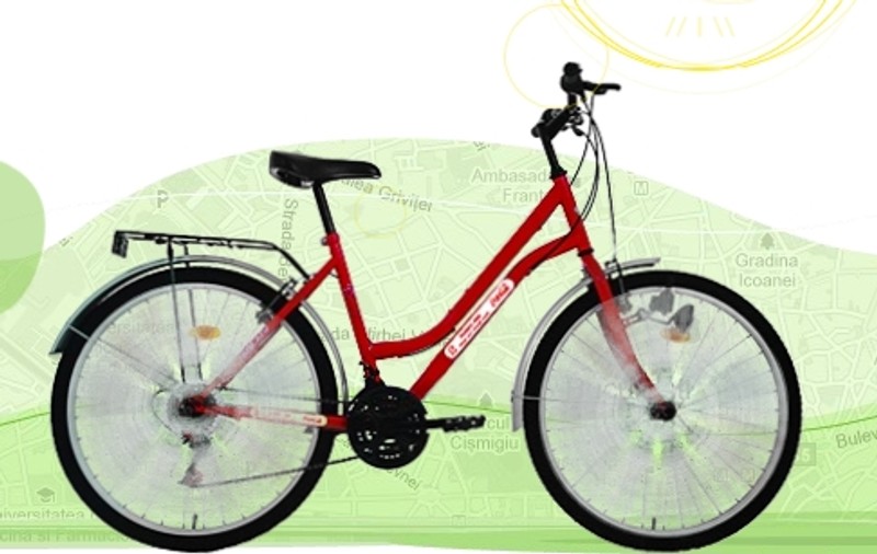 (P) ”Bicicleta roșie” face un tur de onoare în jurul Palatului Parlamentului