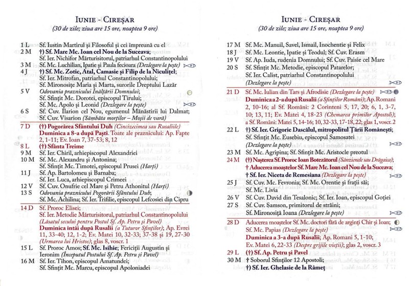 Calendar ortodox iunie 2020
