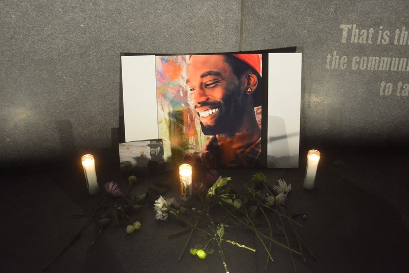 January 28, 2023, Massachusetts, U.S: A memorial to Tyre Nichols of Memphis, Tennessee, has been set up at the new MLK sculpture on Boston Common. Nichols died three days after being stopped and beaten by 5 police officers from Memphis. Nichols was 29 years old and had gone out to photograph the sunset and his vehicle was stopped by police on the way home.,Image: 752429341, License: Rights-managed, Restrictions: , Model Release: no