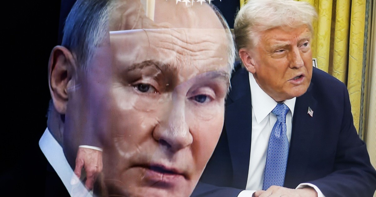 Colaj cu Vladimir Putin, în prim-plan, și Donald Trump, pe fundal Foto: Hepta