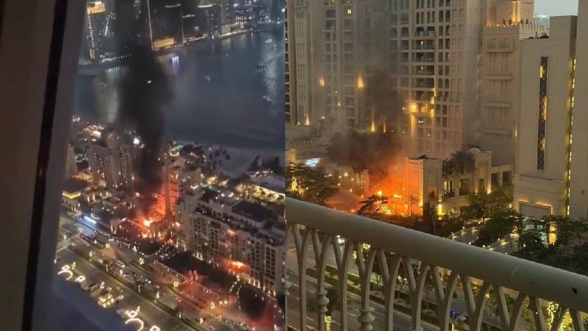 Clădri în flăcări pe insula Palm Jumeirah din Dubai