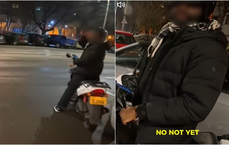 Un livrator asiatic a rugat un motociclist din București să îl învețe să conducă scuterul: „Mi-e teamă să intru pe drum”