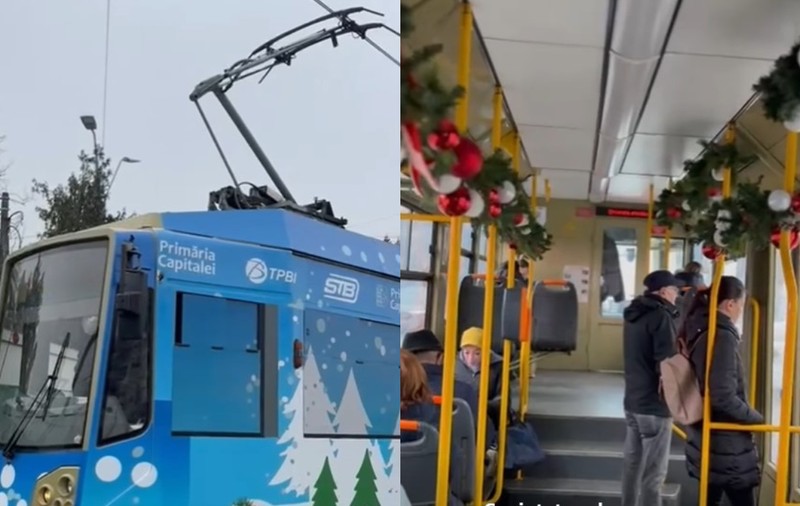 Tramvaiul Colindelor circulă pe Linia 1 din București: programul cursei speciale și surprizele pregătite pentru călători
