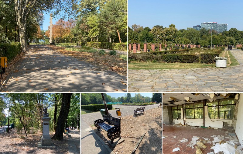 FOTO. Herăstrău, cel mai mare parc al Bucureștiului, arată mai rău ca niciodată. Trandafirii și zonele cu flori sunt istorie, clădirile pentru expoziții au fost vandalizate