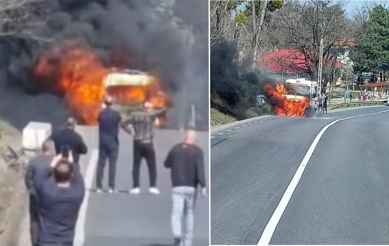 O ambulanță a luat foc pe DN 28, în județul Iași. Traficul din zonă a fost oprit