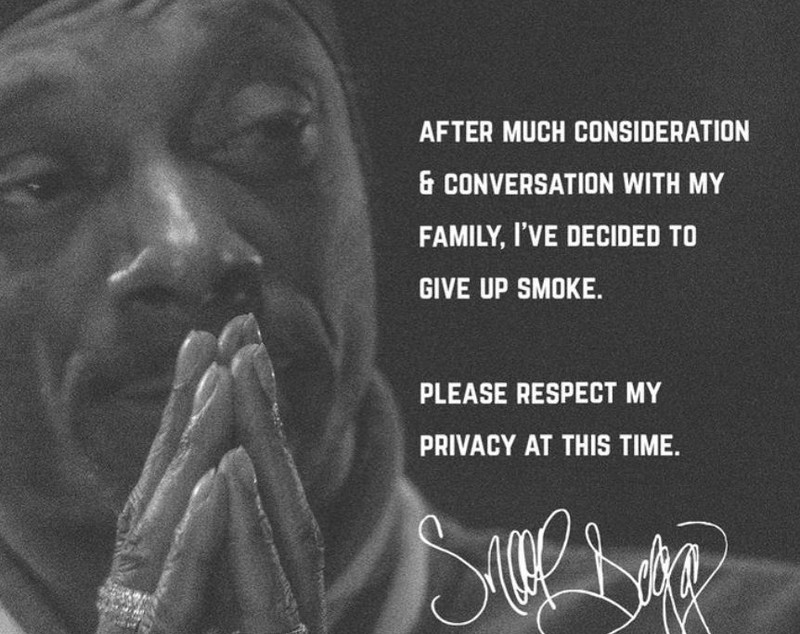 Snoop Dogg a anunțat că renunță la fumat: „După multe discuții cu familia mea”