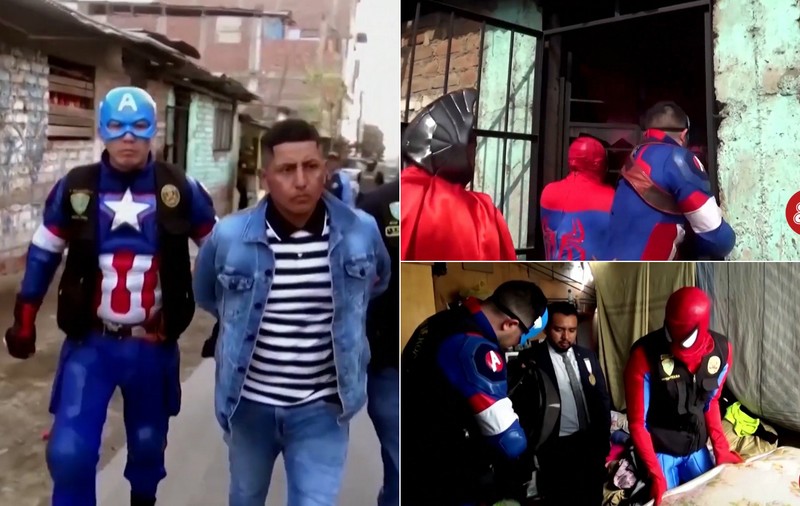 „Operațiunea Marvel” în Peru. Polițiștii s-au deghizat în supereroi ca să prindă traficanți de droguri | VIDEO