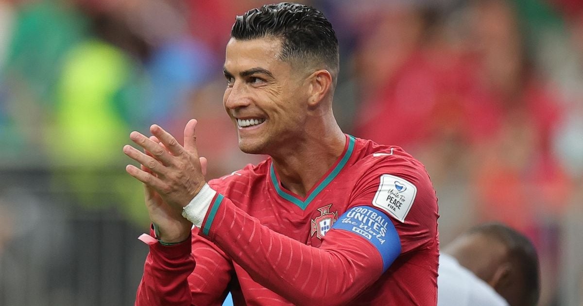 HOUSTON, TEXAS - JUNE 17: Cristiano Ronaldo #7 of Portugal reacts during the FIFA World Cup 2026 Group K match between Portugal and Congo DR at Houston Stadium on June 17, 2026 in Houston, Texas. (Photo by Alex Slitz/Getty Images)